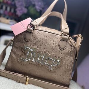 NWT spacious Juicy Couture Beige Embossed Satchel